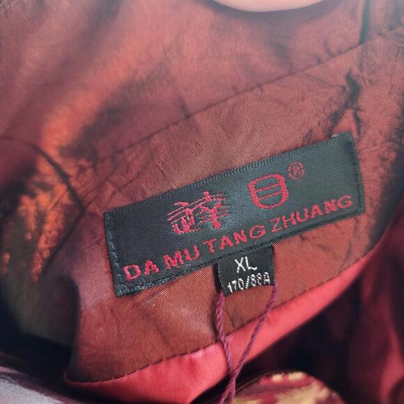 NWT DA Mu Tang Zhuang Floral jacket blazer Maroon embroidered XL - Picture 5 of 9